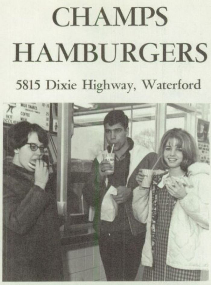 Champs Hamburgers - Vintage Yearbook Ad - 60S And 70S (newer photo)